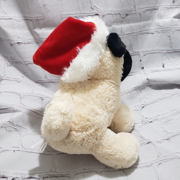 Aurora Mastiff Dog Plush 9-inch Stuffed Animal Christmas Santa Hat Year 2018 Tan - Picture 4 of 8